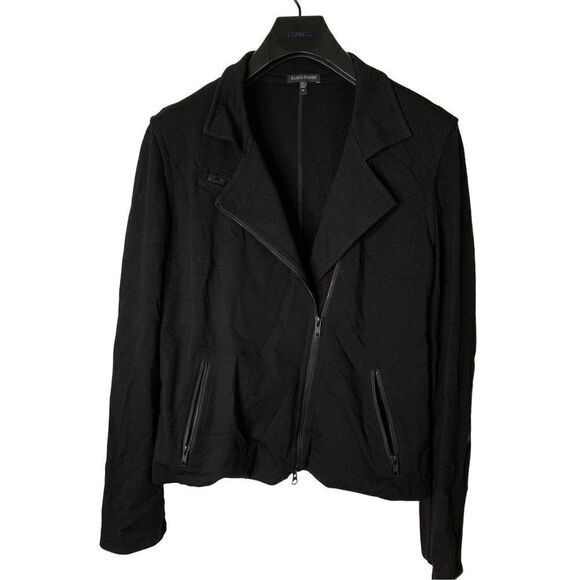 Eileen Fisher asymmetrical jacket black women's size medium - Picture 1 of 5